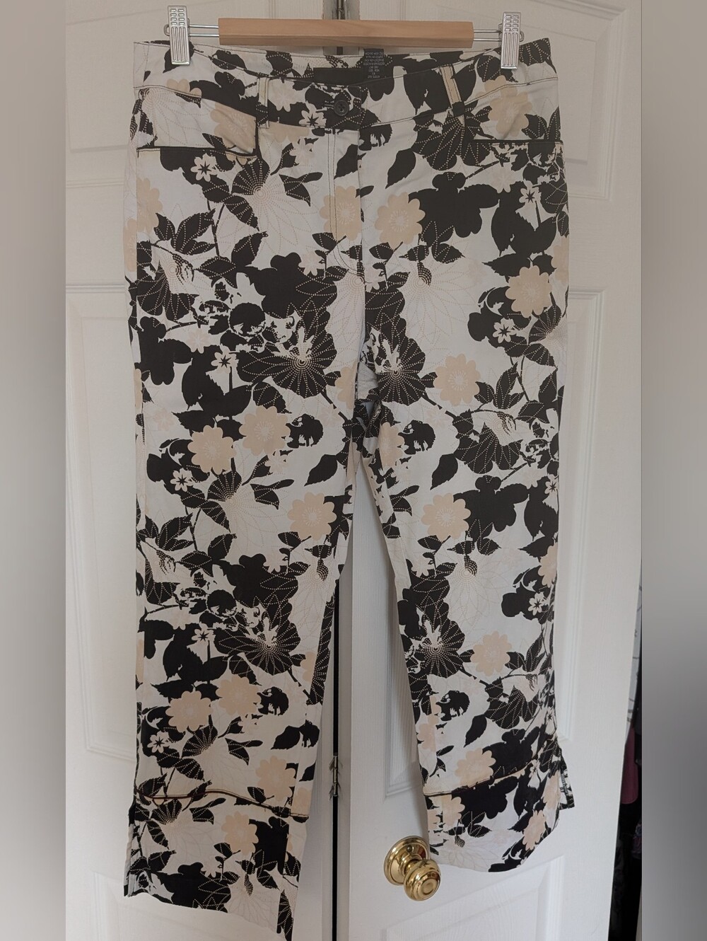 WilliSmith Floral Crop Pants in Black & Cream